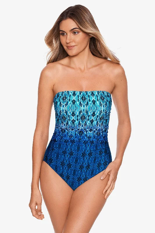 Long Torso Cascada Avanti Bandeau One Piece Swimsuit Vacation