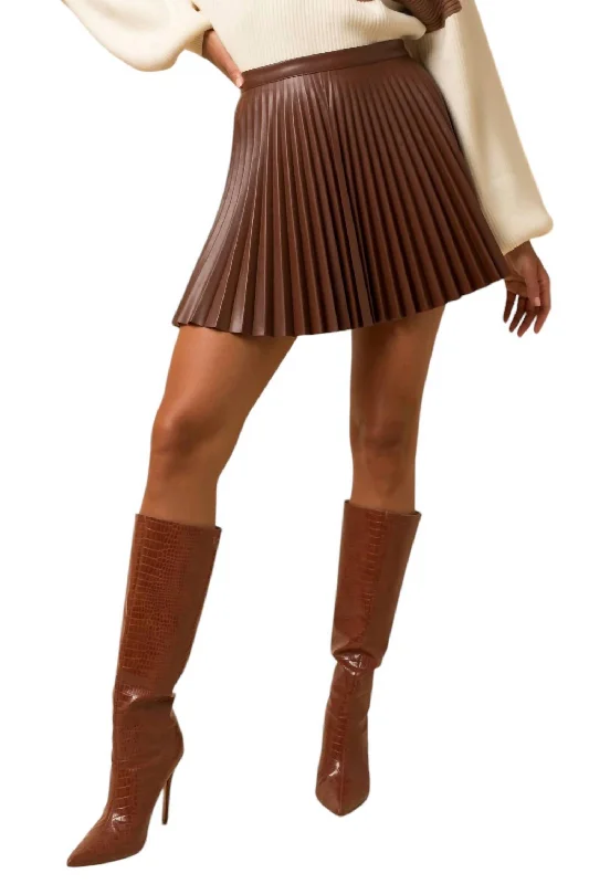 Ruby Faux Leather Mini Skirt In Chocolate Cool Women's Distressed
