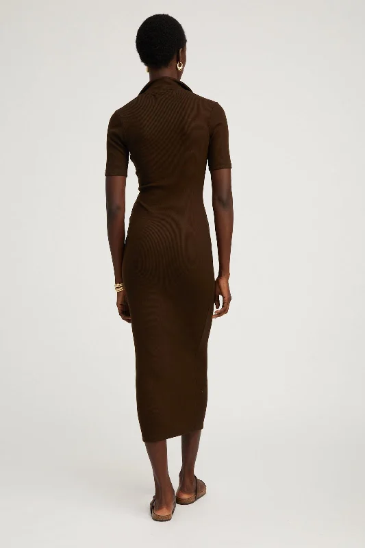 Rib Polo Maxi Dress Refined Women's 