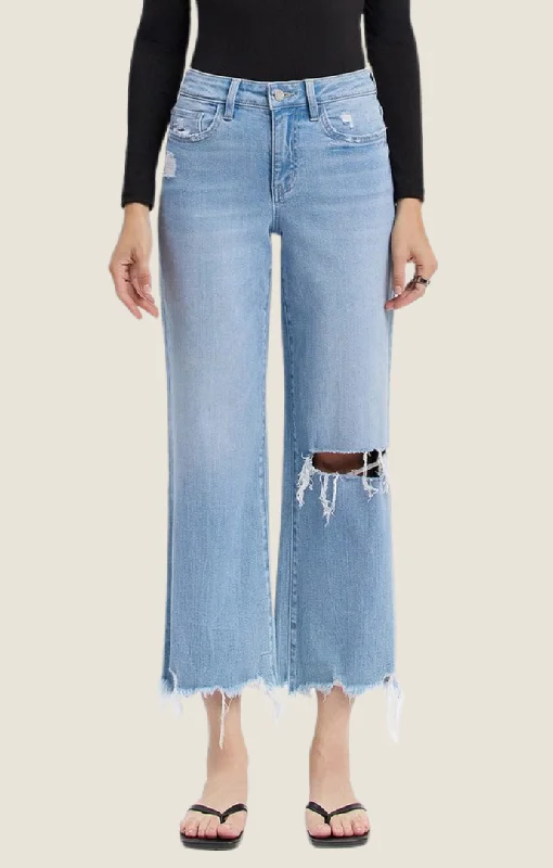 Charlize Light Denim Crop Jeans Athletic Women's High - 