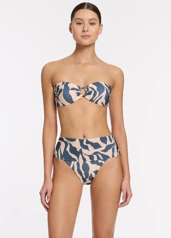 Sereno Ring Bandeau Bikini Top - Steel Blue Modern Women's 