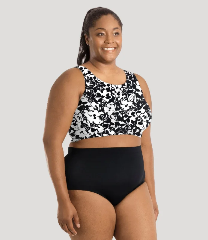 QuikEnergy Swim Bra Hibiscus Print Laid - back Women's Style