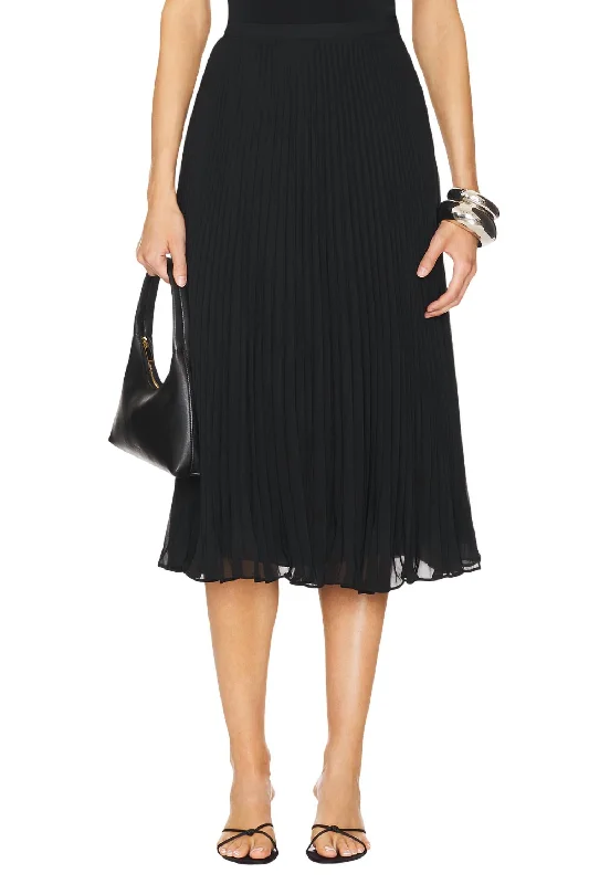Fernanda Pleated Midi Skirt In Black Sustainable Organic