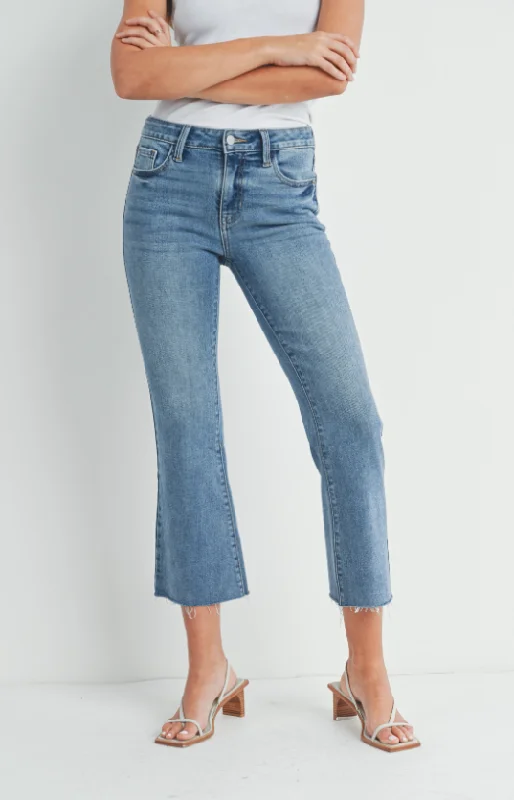 Just USA Jeans Stretchy Cropped Flare Jean - Medium Denim Australian Beach
