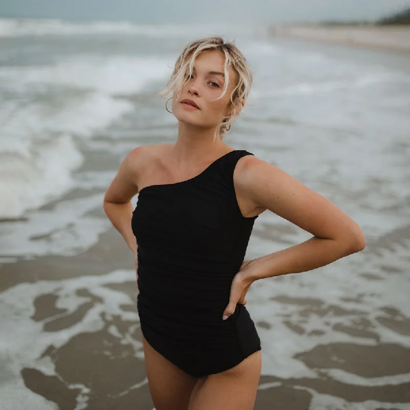 Icon Ruched One-Piece, Black Cashmere