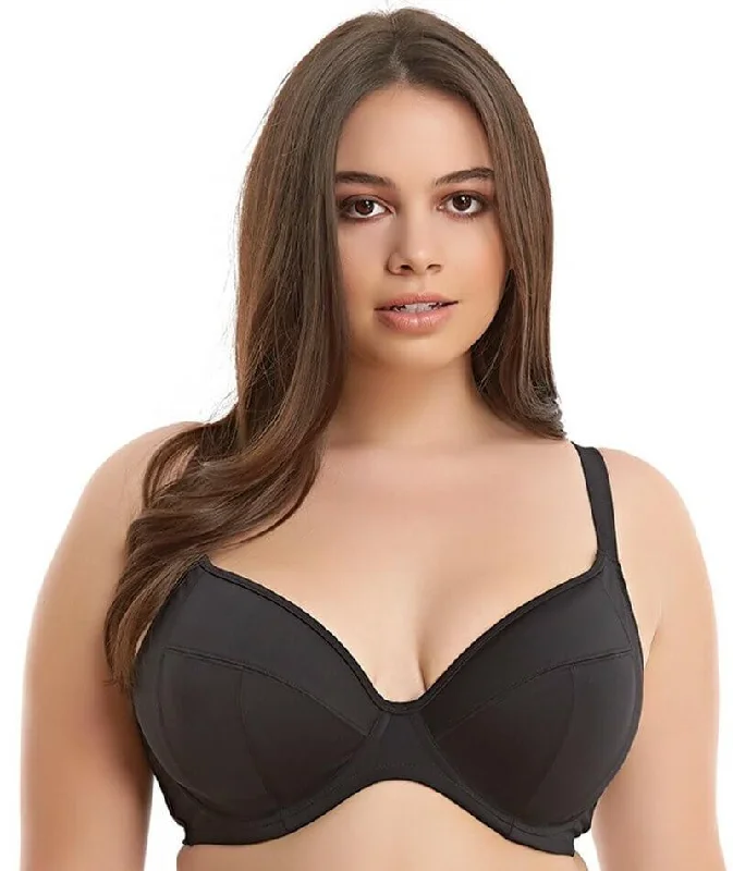 Elomi Swim Essentials Underwired Plunge Bikini Top - Black Modern Women's Tech