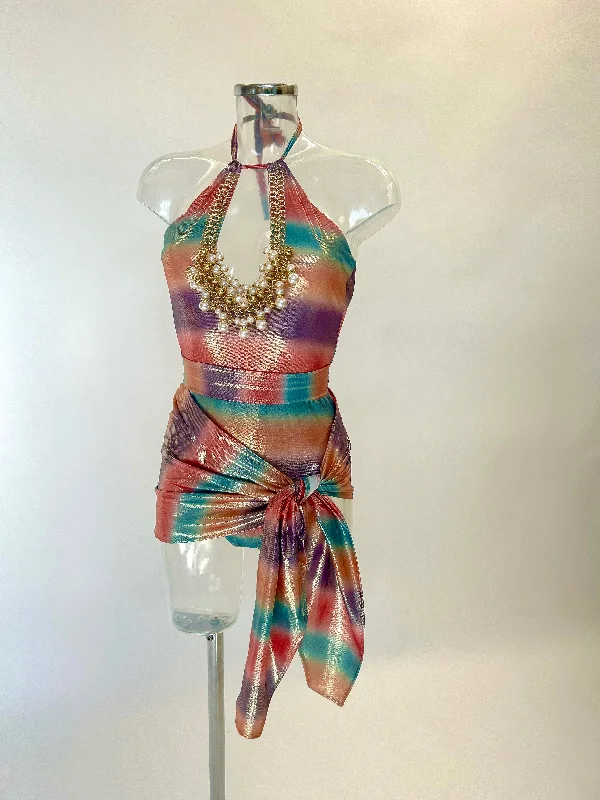 The CHARLOTTE Swimsuit, Sarong and Belt / Headband (Mix Colour Shine) Sustainable Organic The CHARLOTTE Swimsuit, Sarong and Belt / Headband (Mix Colour Shine) Sustainable Organic