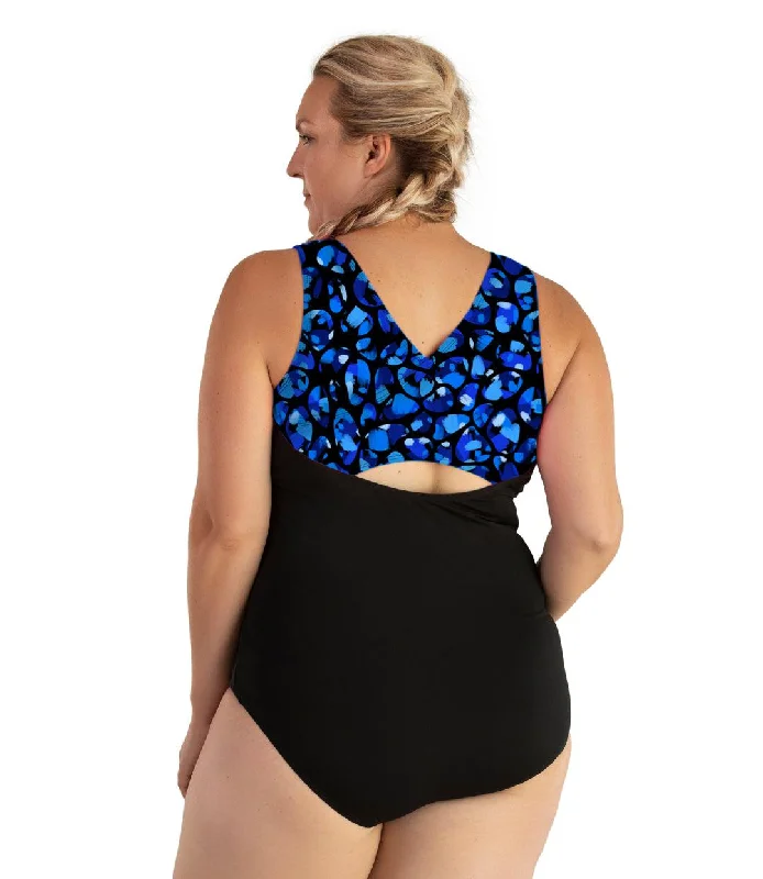 AquaSport Crossback Tanksuit Ocean Blues Print Black purpose