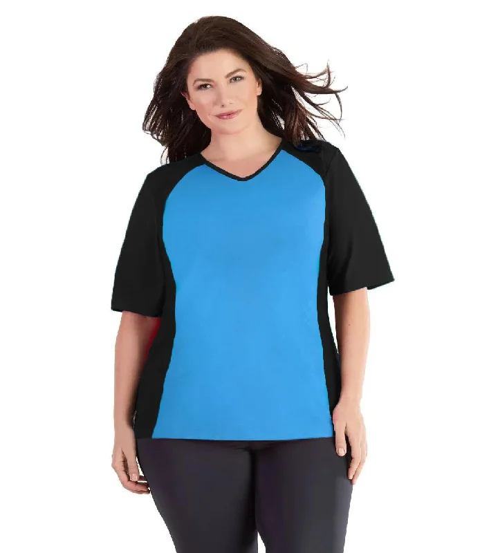 QuikEnergy Lite Swim and Beach Short Sleeve Top Turquoise Country