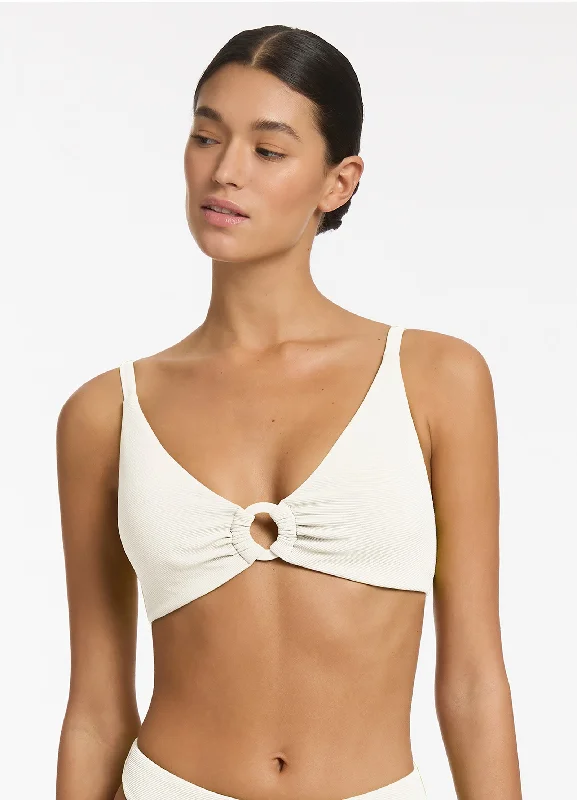 Isla Rib C-D Triangle Bikini Top - Cream Cool Women's Skate