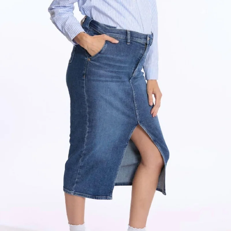 Emma Maternity Pencil Skirt In Mid Blue Artistic Women's Avant - 