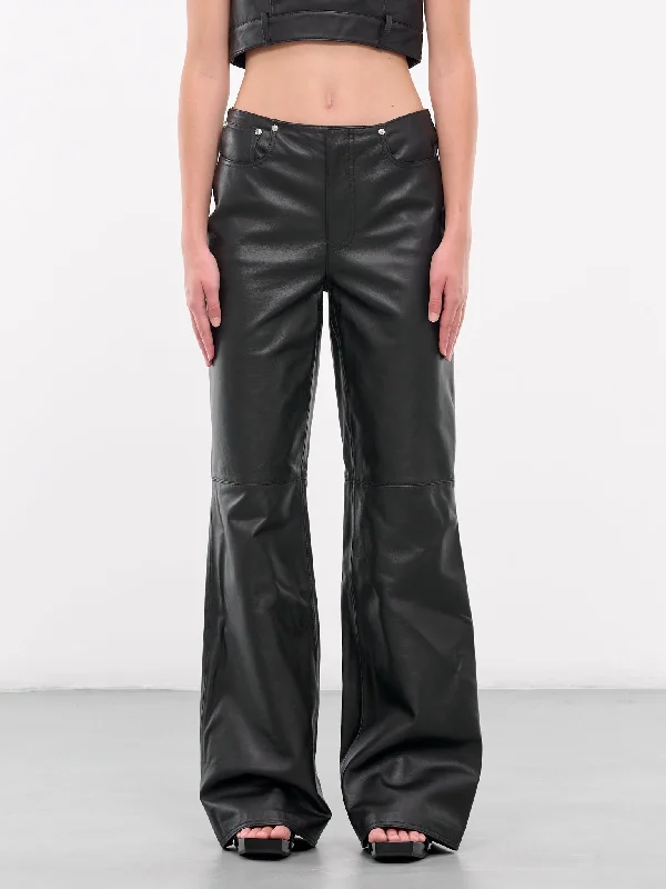 Faux Leather Trousers (J3706-8715-BLACK) Youthful Women's Pop