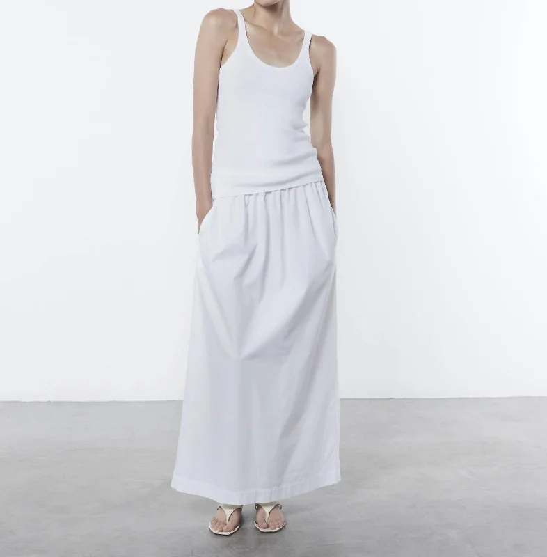Poplin Resort Skirt In White Practical Women's Quick - dry