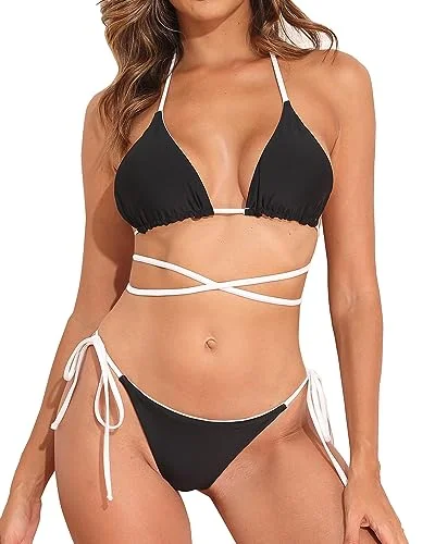 Strappy Swimwear Reversible Bikini Set Unique Women's Upcycled