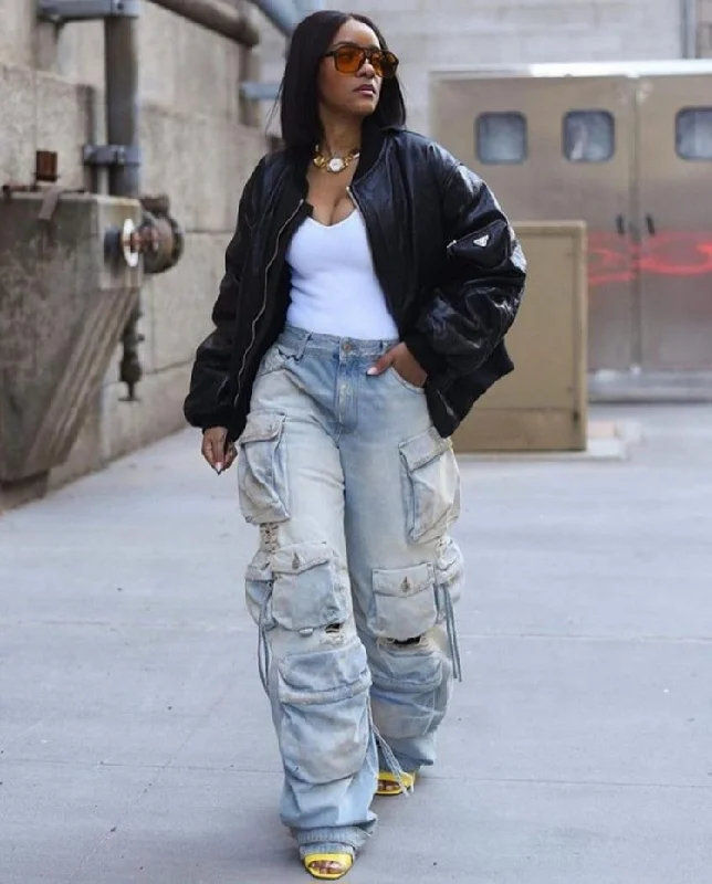 Ripped Denim Low Rise Jeans Earthy Women's 
