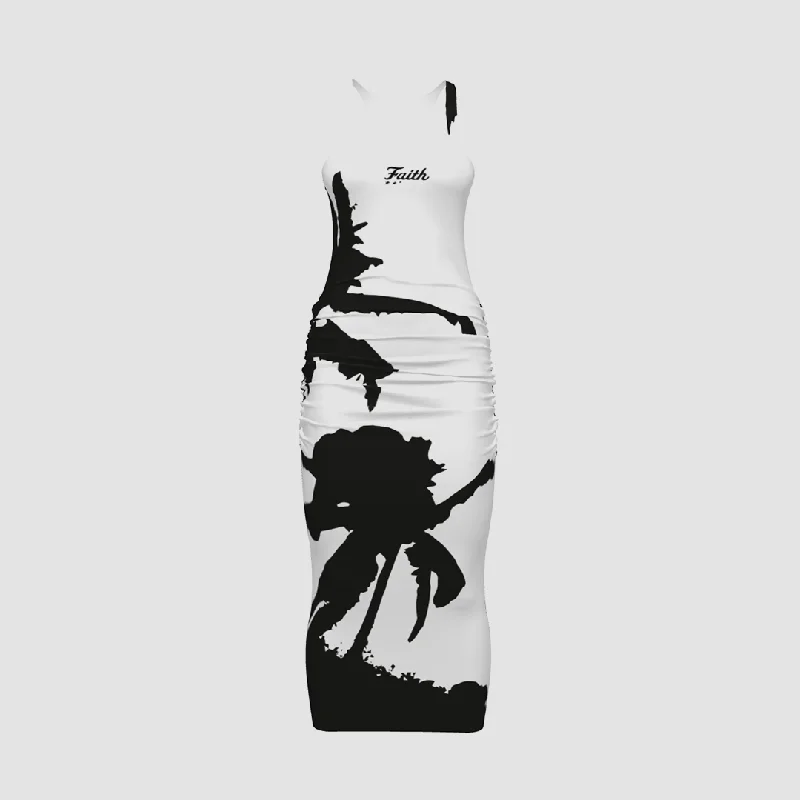 SLEEVELESS BIG PALM TREE DRESS Cashmere