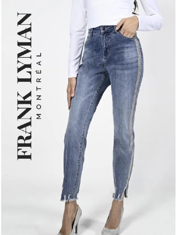 Blue denim silver sparkle seam Jean Earthy Women's Hemp - based