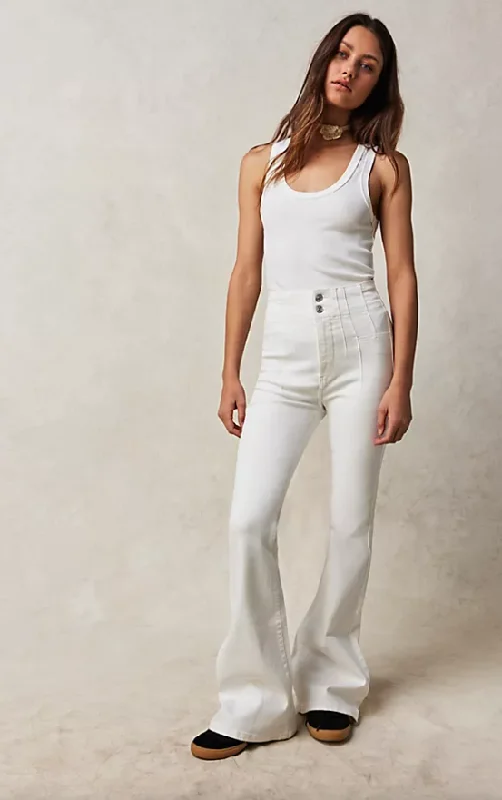 Free People Jayde Flare Jeans - Pure White Feminine Women's Soft 