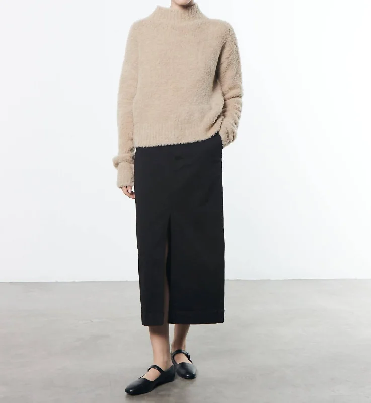 Soft Touch Slit Skirt In Black Modern Women's 
