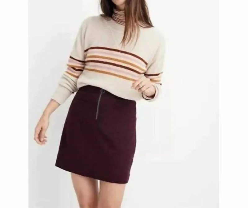 Fireside Wool Blend Retro Style Mini Skirt In Burgundy Elegant Women's 