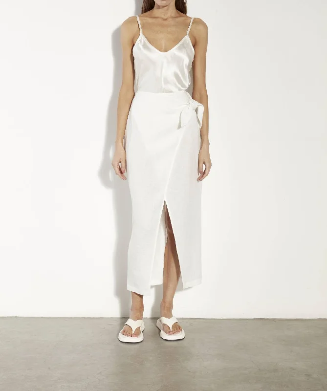 Linen Wrap Skirt In Undyed Classic Women's Pin - striped