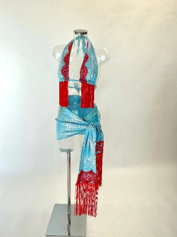 The LILY Bikini and Sarong (Blue/Red) Laid - back Women's Style