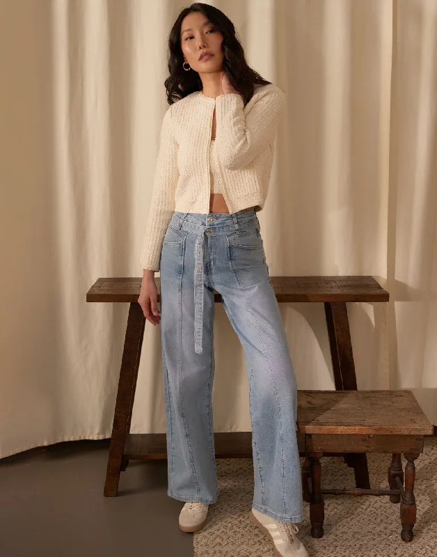 LILY WIDE LEG JEANS / COTTAGE BLUE Classic Women's Pin - striped