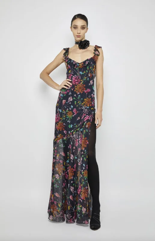 Ruffle Slip Maxi Dress Stylish Women's Neon