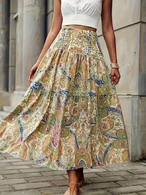 The Dreamy Tier Paisley High Waist Skirt Athletic Women's 