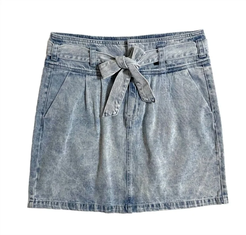 Women's Katie Denim Acid Wash Belted Retro Style Skirt In Blue Gym