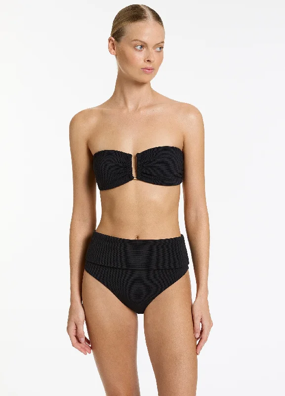 Isla Rib U Trim Bandeau Bikini Top - Black Sophisticated Women's 