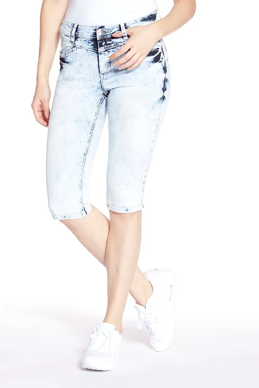 BECCA - Ladies Denim Capri - Light Indigo Acid Wash Vacation
