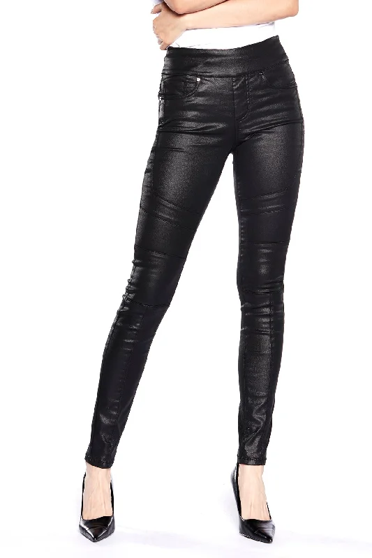 OLIVIAX - Pull-On Jeggings - Coated Black Dapper Women's 1920S