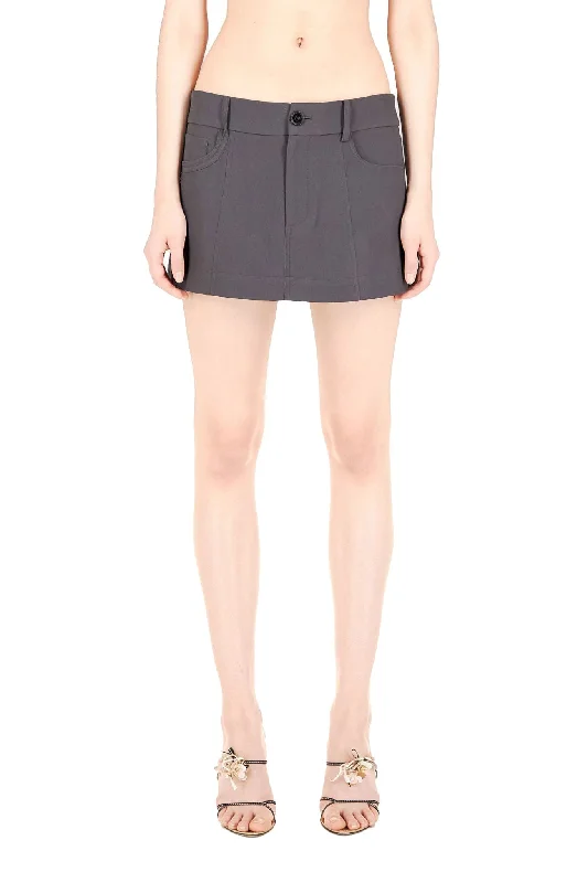 Charcoal A-Line Mini Skirt Traditional Women's Wool
