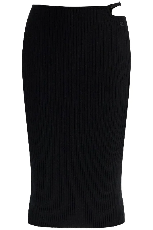 Courreges Women's  Midi Skirt In Viscose And Polyester With Vertical Ribs Streetwear Style for 
