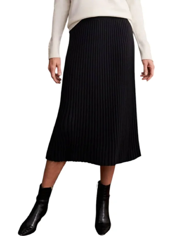 Rib Knit Midi Skirt In Black Casual Women's Japanese 