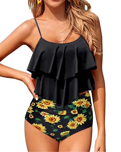 Non See Through Two Piece Bathing Suits For Teen Girls-Black Sunflower Dynamic Women's Moto Non See Through Two Piece Bathing Suits For Teen Girls-Black Sunflower Dynamic Women's Moto
