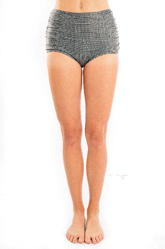 high waist shirred in b&w gingham Cashmere