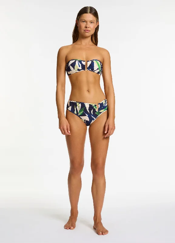 Fauna U Trim Mid Rise Bikini Bottom - Ink Refined Women's 