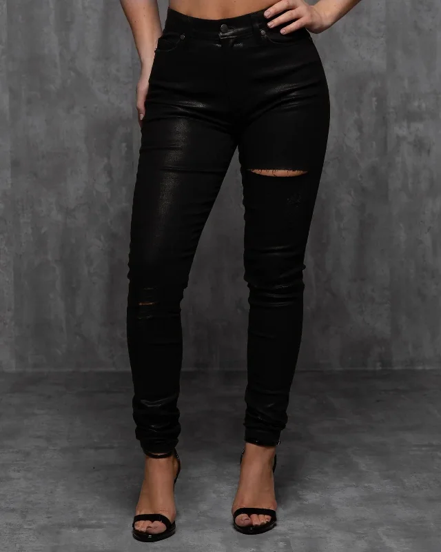 Heather Waxed Denim Jeans Bold Women's Statement