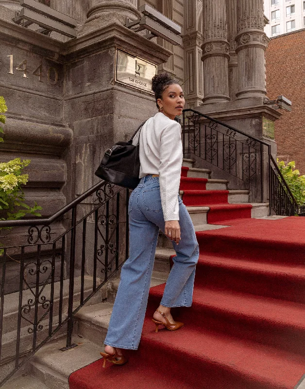 LILY WIDE LEG JEANS / FRENCH BLUE Classic Women's Pin - striped