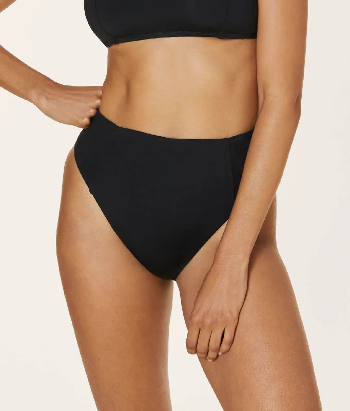 The High Waist Cheeky Bikini Bottom - Flat - Black Cool Women's Skate