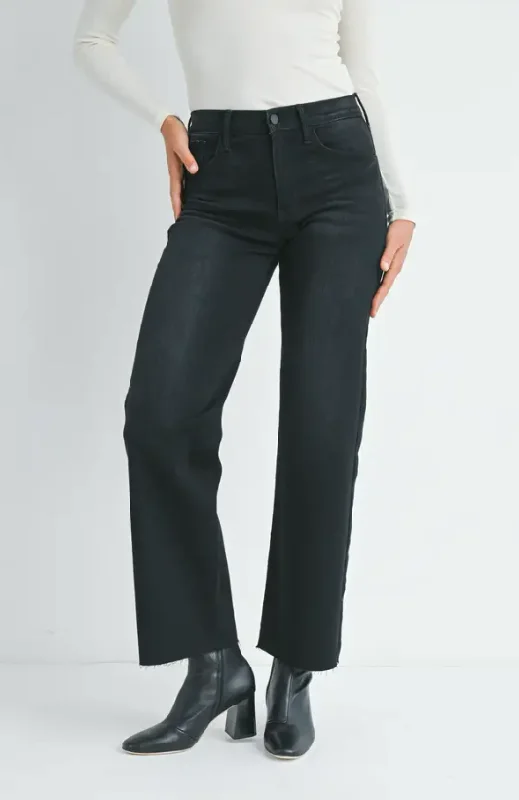 Just Black Denim The Slim Palazzo with Scissor Cut - Washed Black Athletic Women's High - 