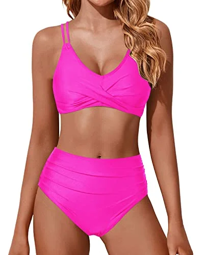 Push Up Wrap High Leg Cheeky Cutout Bikini Bottom-Neon Pink Practical Women's Quick - dry Push Up Wrap High Leg Cheeky Cutout Bikini Bottom-Neon Pink Practical Women's Quick - dry