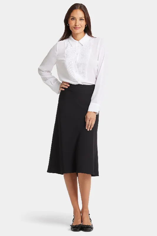 Midi Skirt  - Black Cozy Women's Sherpa - lined