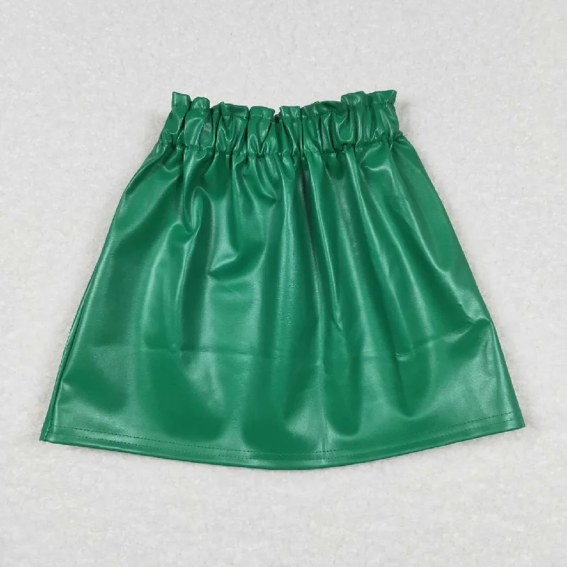 GLK0018 girls green leather skirt European