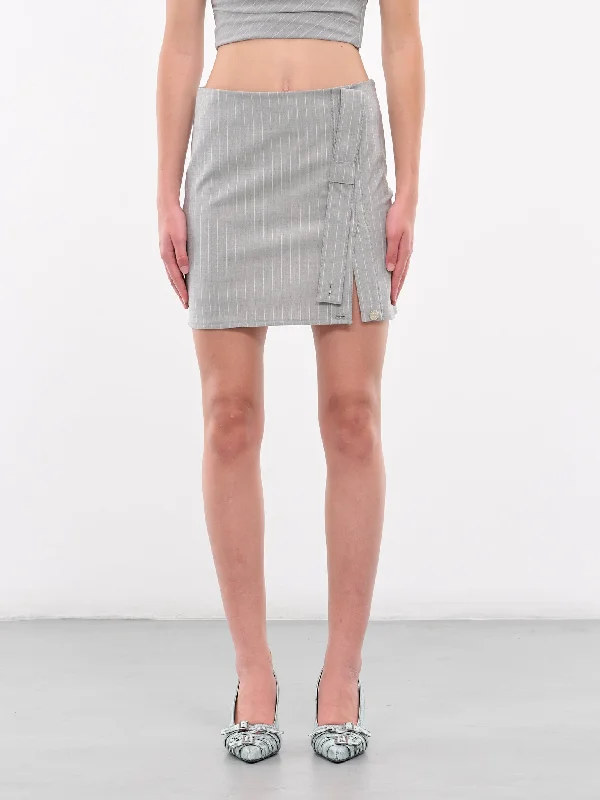 Pinstripe Mini Skirt (A0105-8725-MULTI-GREY) Relaxed Women's 