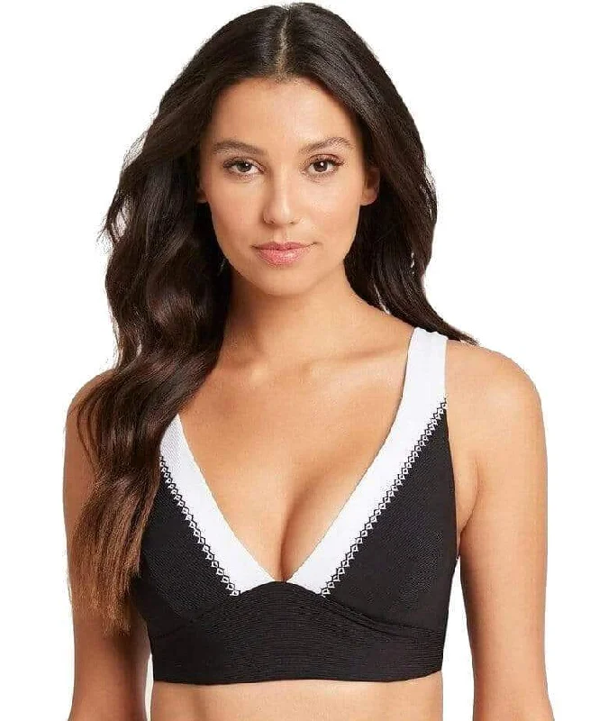 Sea Level Valentina Long Line Tri Bikini Top - Black Luxurious Women's High -  end