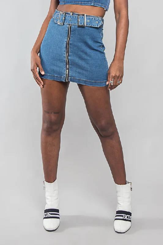 Buckled Denim Skirt Hip Women's Urban