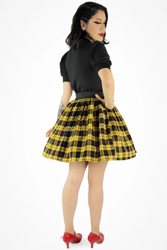 Yellow Plaid Elastic Skirt #YPES Bold Women's Statement